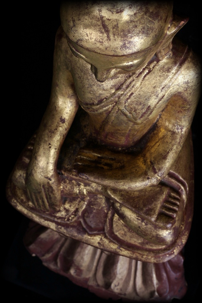 Extremely Rare 19C Wood Burma Madalay Buddha #A038